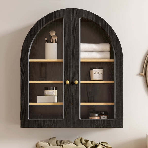 Large Arched Wall Cabinet Bathroom Medicine Cabinet Modern Floating Storage Cabinet with Acrylic Door Adjustable Shelf