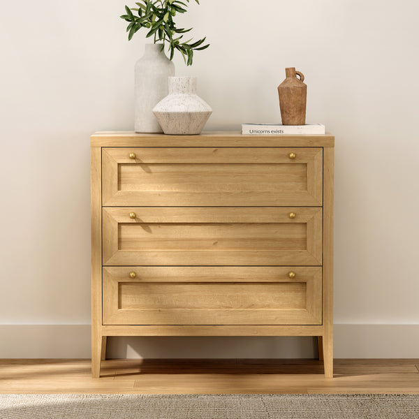 Modern 3 Drawer Dresser Chest of Drawers Storage Cabinet Tall Wooden Nightstand Side Table